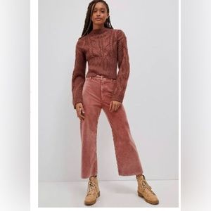 Pilcro Ultra High-Rise Cropped Wide-Leg Corduroy Pants/Size 29